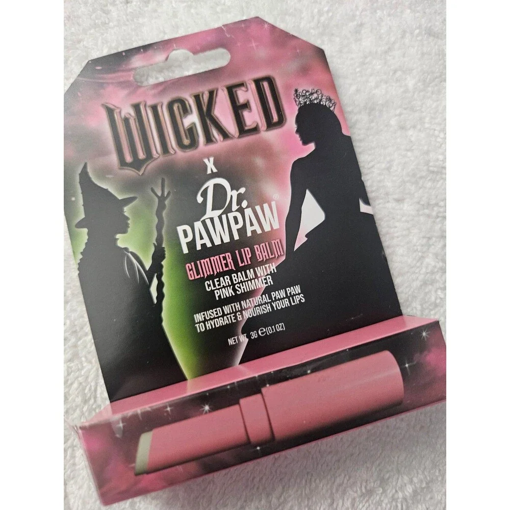 Wicked X Dr. PAWPAW Glimmer Lip Balm Clear Pink Shimmer Glinda Open Box Unused